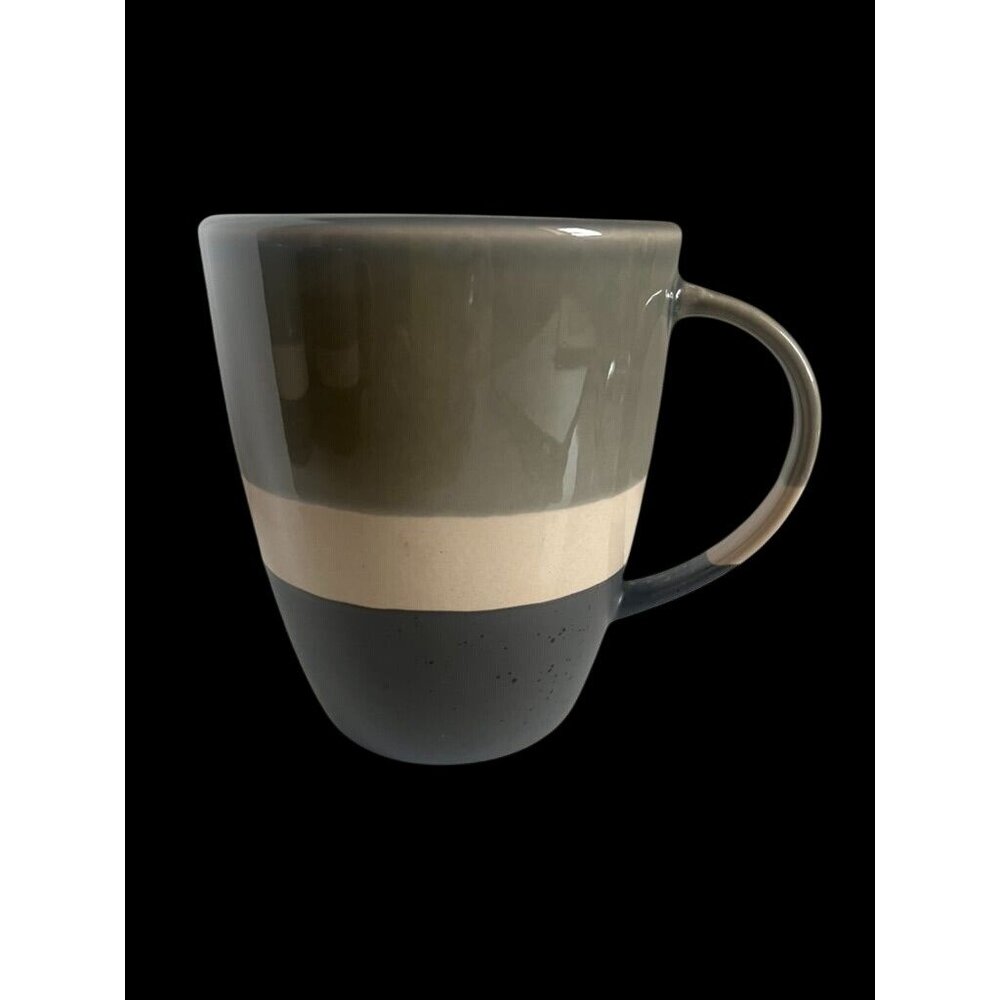 Baum Metro Minimalist 12oz  Stoneware Mugs Set Of 4 Grey Green Beige Modern